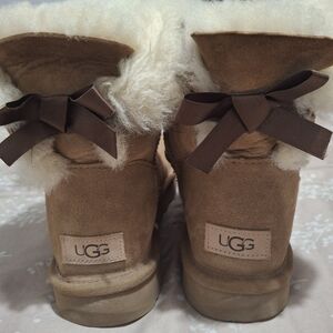 UGG Brown Suede Boots with Fur Trim